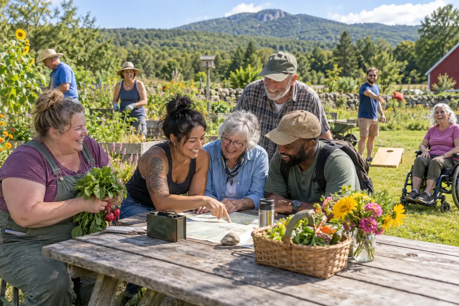 Adults sharing an outdoor Adventure with Infinite Paths in the Monadnock Region